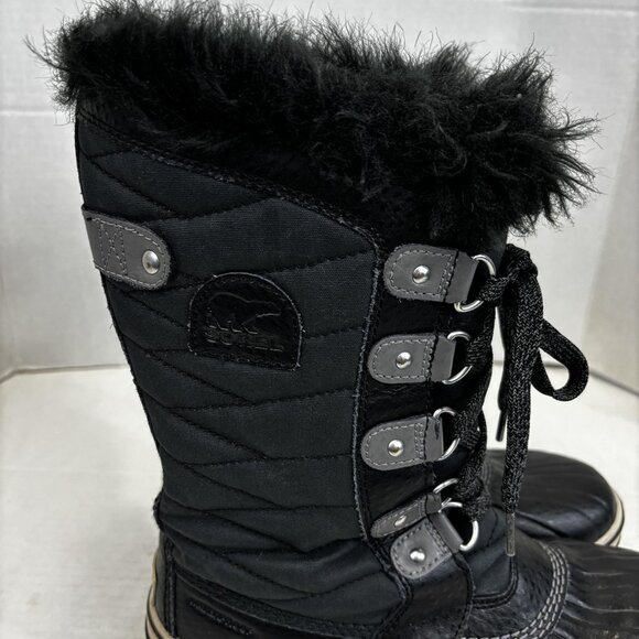 Sorel Joan of Arctic Winter Boots Womens Size 5 Black Snow Faux Fur Waterproof - Picture 12 of 13